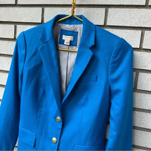 J.Crew Schoolboy Blazer Blue Wool Blend Gold Button Women’s 00 Preppy Classic - Picture 2 of 10